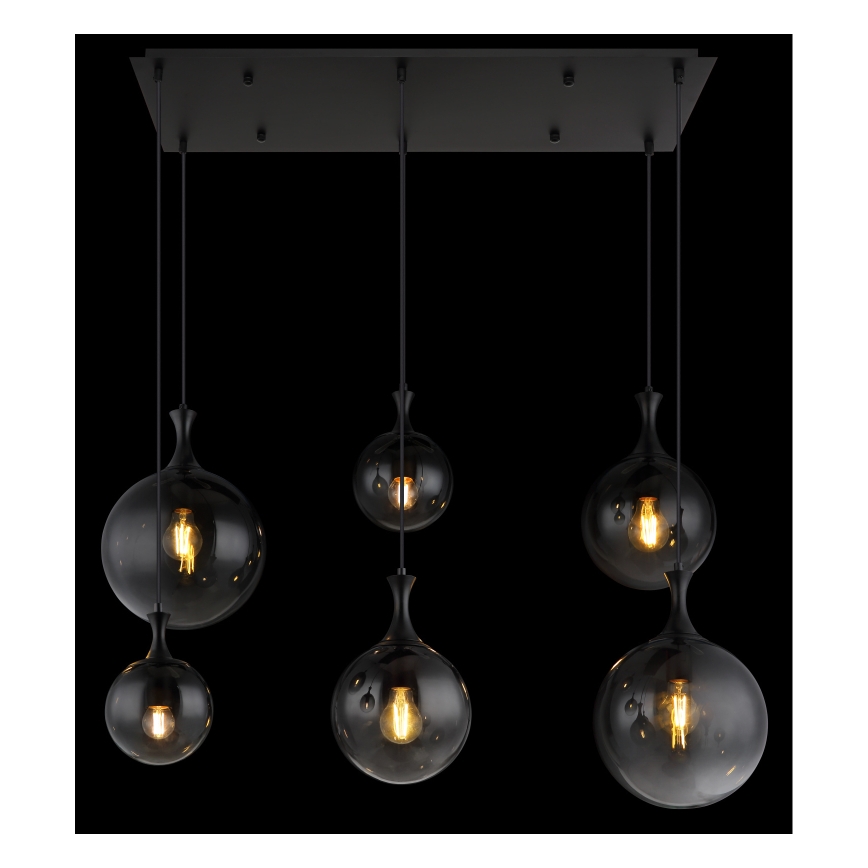 Globo - Candeeiro suspenso 6xE27/10W/230V preto