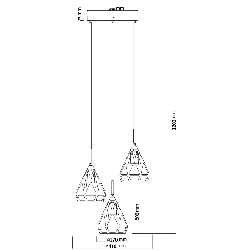 Globo - Candeeiro suspenso 3xE27/40W/230V