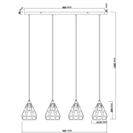 Globo - Candeeiro suspenso 4xE27/40W/230V