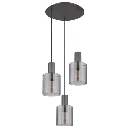 Globo - Candeeiro suspenso 3xE27/40W/230V diâmetro 48 cm cinzento
