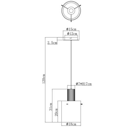 Globo - Candeeiro suspenso 1xE27/40W/230V diâmetro 18 cm castanho