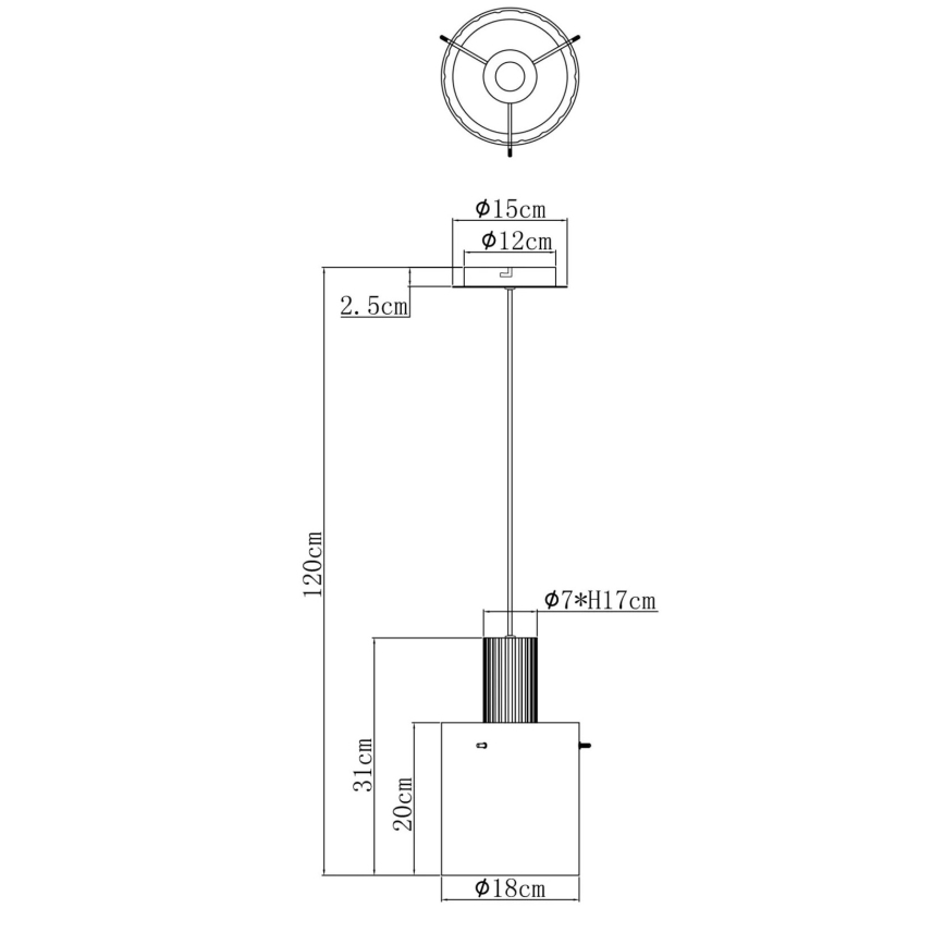 Globo - Candeeiro suspenso 1xE27/40W/230V diâmetro 18 cm castanho