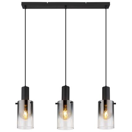 Globo - Candeeiro suspenso 3xE27/40W/230V preto