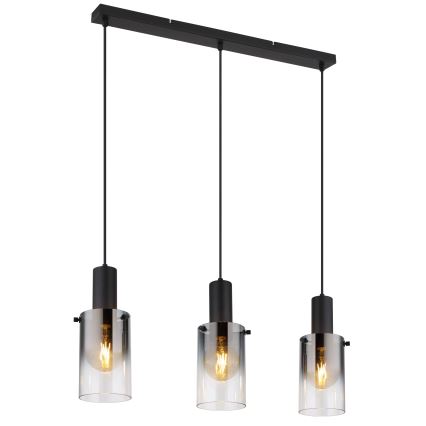 Globo - Candeeiro suspenso 3xE27/40W/230V preto