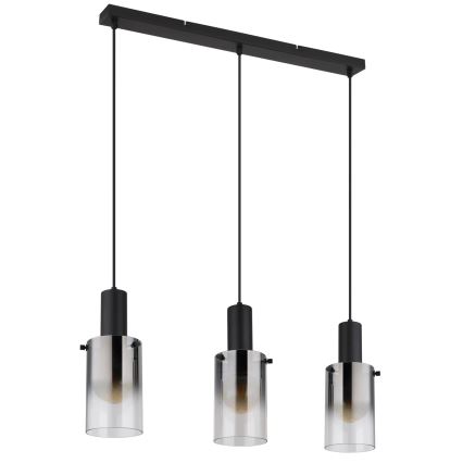 Globo - Candeeiro suspenso 3xE27/40W/230V preto