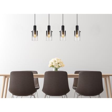 Globo - Candeeiro suspenso 4xE27/40W/230V preto
