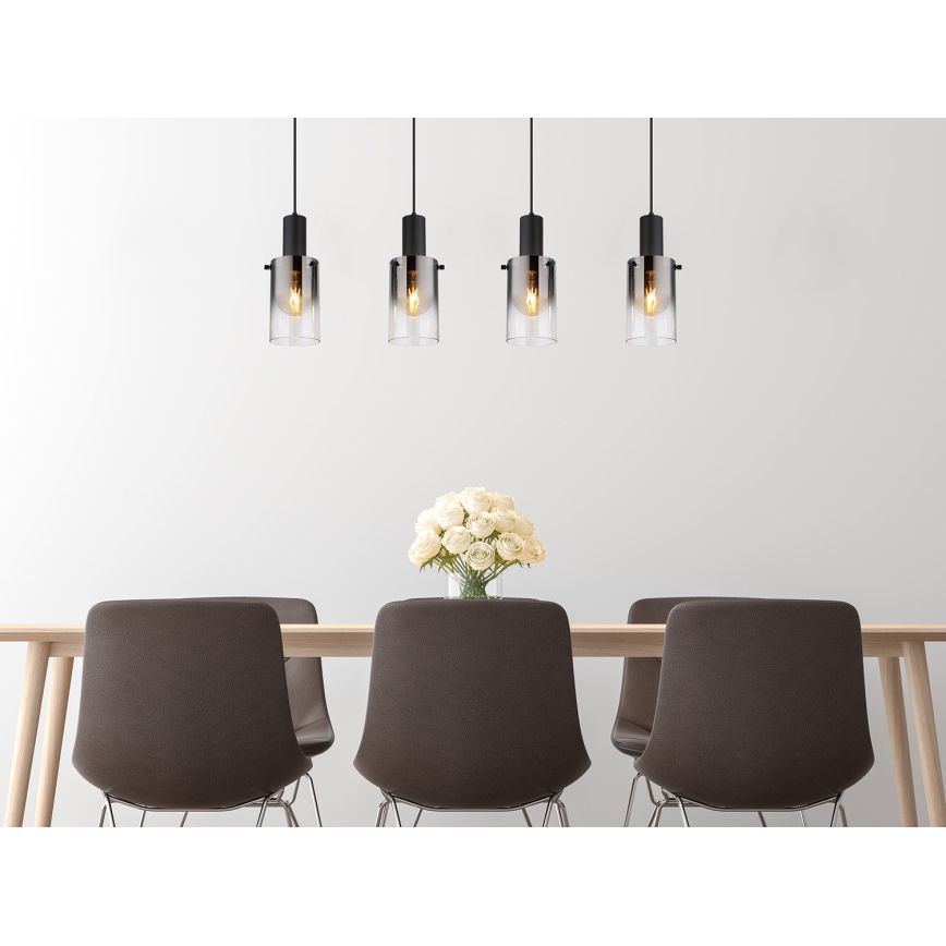Globo - Candeeiro suspenso 4xE27/40W/230V preto