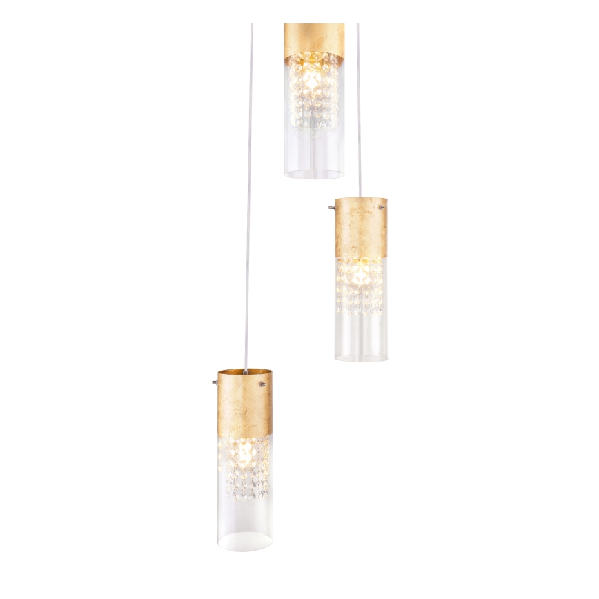 Globo - Candeeiro suspenso 3xE27/60W/230V diâmetro 30 cm dourado