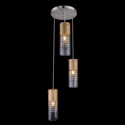 Globo - Candeeiro suspenso 3xE27/60W/230V diâmetro 30 cm dourado