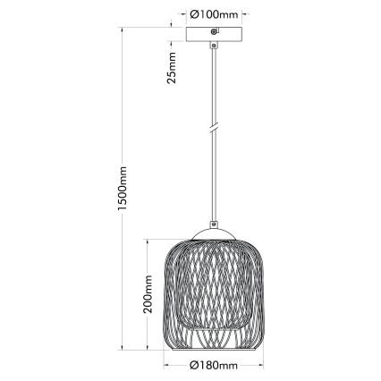 Globo - Lustre suspenso com cabo 1xE27/40W/230V Ø 18 cm