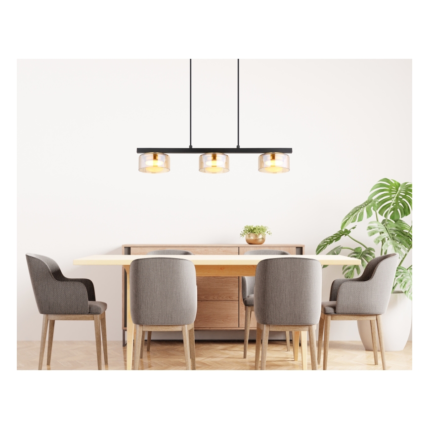 Globo - Candeeiro suspenso LED 3xGX53/6W/230V fumado/castanho