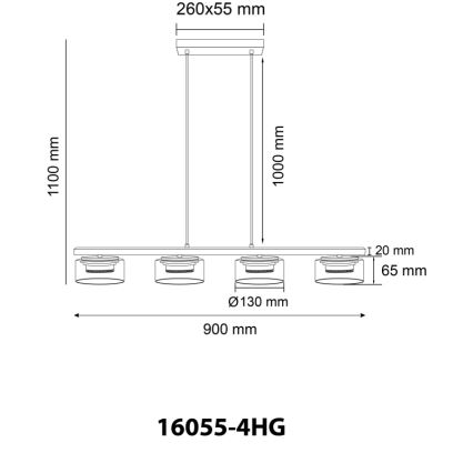Globo - Candeeiro suspenso LED 4xGX53/6W/230V fumado/castanho