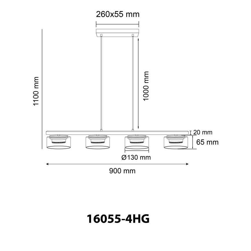 Globo - Candeeiro suspenso LED 4xGX53/6W/230V fumado/castanho