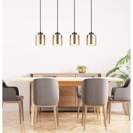 Globo - Candeeiro suspenso 4xE27/60W/230V cromado brilhante