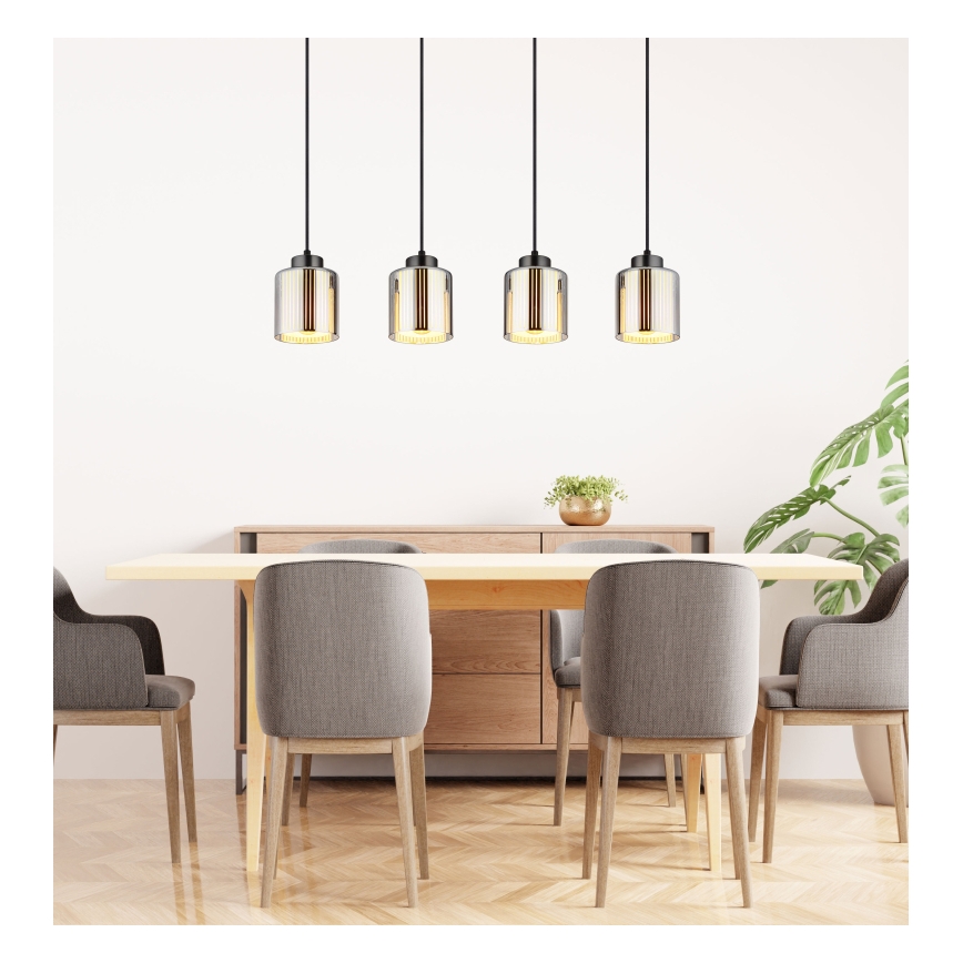 Globo - Candeeiro suspenso 4xE27/60W/230V cromado brilhante
