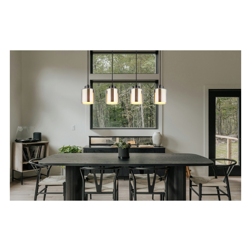 Globo - Candeeiro suspenso 4xE27/60W/230V cromado brilhante