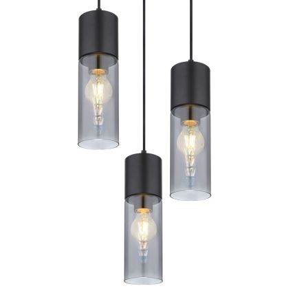Globo - Candeeiro suspenso 3xE27/25W/230V diâmetro 30 cm preto
