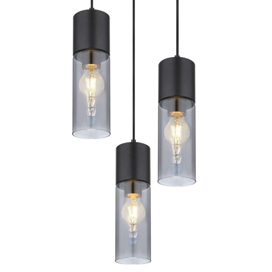 Globo - Candeeiro suspenso 3xE27/25W/230V diâmetro 30 cm preto