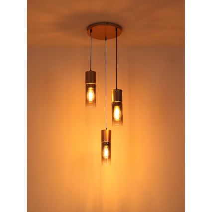 Globo - Candeeiro suspenso 3xE27/25W/230V bronze diâmetro 34 cm