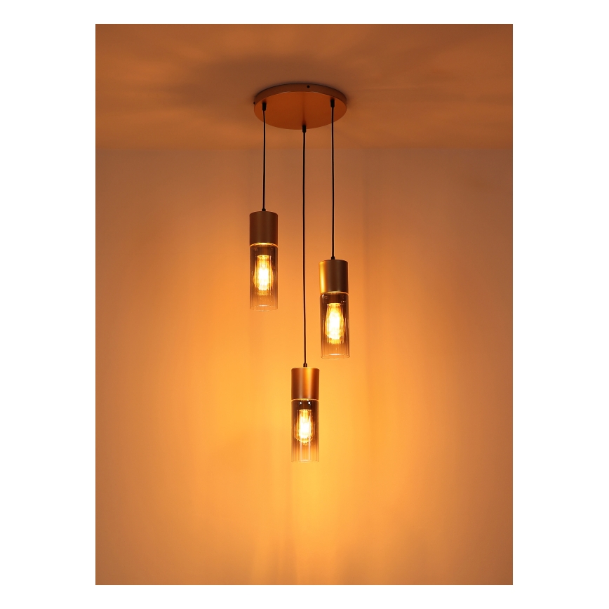 Globo - Candeeiro suspenso 3xE27/25W/230V bronze diâmetro 34 cm