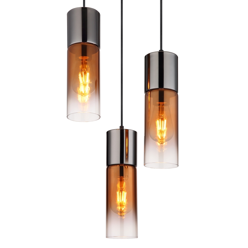 Globo - Candeeiro suspenso 3xE27/25W/230V preto/cobre