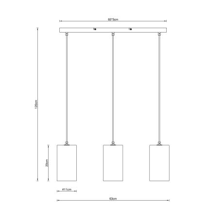 Globo - Candeeiro suspenso 3xE14/25W/230V preto