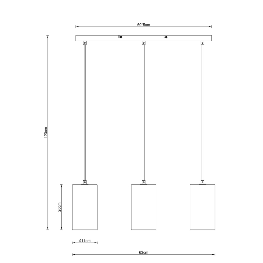 Globo - Candeeiro suspenso 3xE14/25W/230V preto