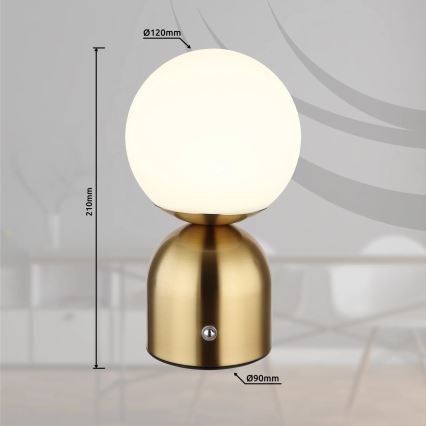 Globo - Candeeiro de mesa táctil LED com regulação LED/2,5W/3,7V 2700K/4000K/6500K 1800 mAh USB latão