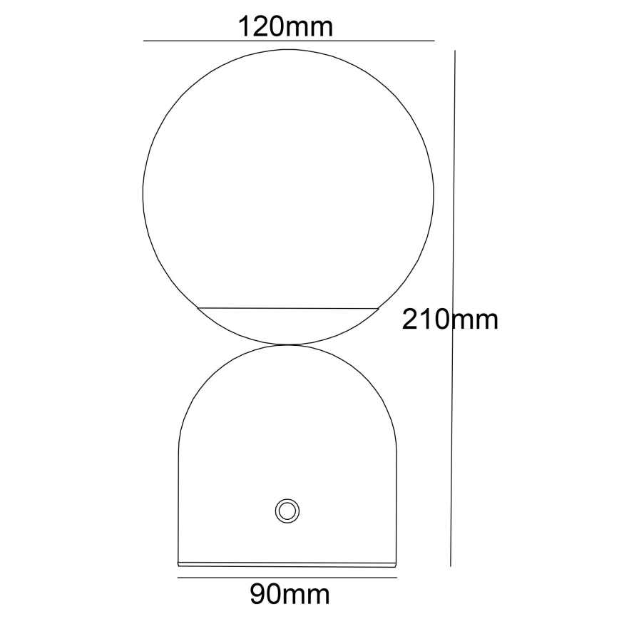 Globo - Lâmpada de mesa tátil LED regulável LED/2,5W/3,7V 2700/4000/6500K 1800 mAh USB preta