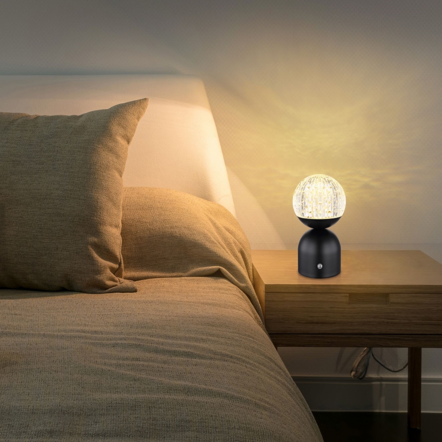 Globo - Candeeiro de mesa táctil LED com regulação LED/2W/5V 2700/4000/6500K 1800 mAh preto