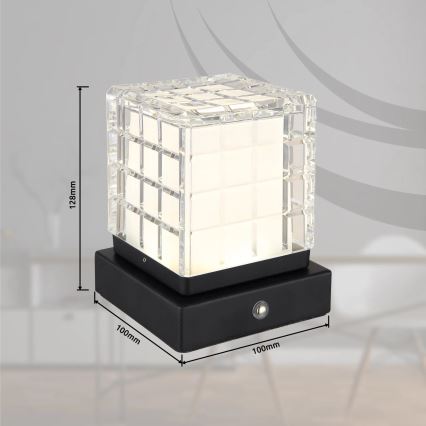 Globo - Candeeiro de mesa táctil LED com regulação LED/2,5W/3,7V 2700K/4000K/6500K 1800 mAh USB preto