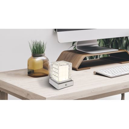 Globo - Candeeiro de mesa táctil LED com regulação LED/2,5W/3,7V 2700K/4000K/6500K 1800 mAh USB cromado mate