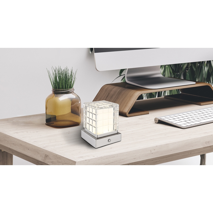 Globo - Candeeiro de mesa táctil LED com regulação LED/2,5W/3,7V 2700K/4000K/6500K 1800 mAh USB cromado mate