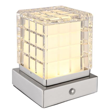 Globo - Candeeiro de mesa táctil LED com regulação LED/2,5W/3,7V 2700K/4000K/6500K 1800 mAh USB cromado mate