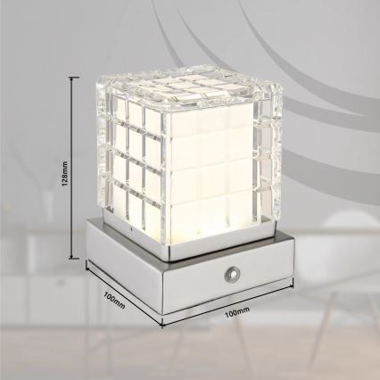Globo - Candeeiro de mesa táctil LED com regulação LED/2,5W/3,7V 2700K/4000K/6500K 1800 mAh USB cromado mate