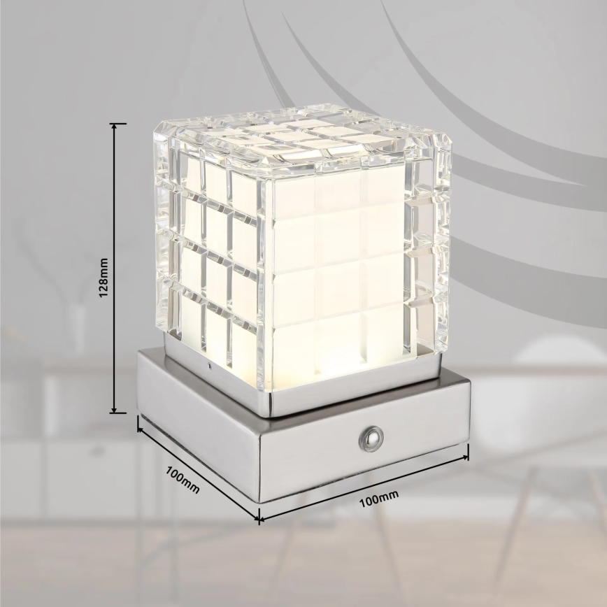 Globo - Lâmpada de mesa tátil LED regulável LED/2,5W/3,7V 2700K/4000K/6500K 1800 mAh USB cromo fosco
