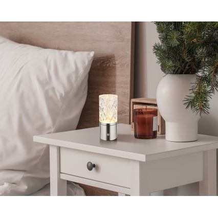 Globo - Candeeiro de mesa táctil LED com regulação LED/2,5W/3,7V 2700K/4000K/6500K 1800 mAh USB cromado mate
