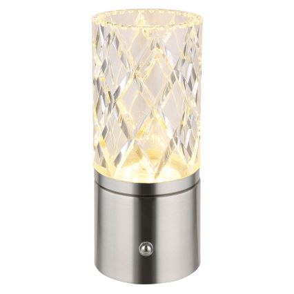 Globo - Candeeiro de mesa táctil LED com regulação LED/2,5W/3,7V 2700K/4000K/6500K 1800 mAh USB cromado mate