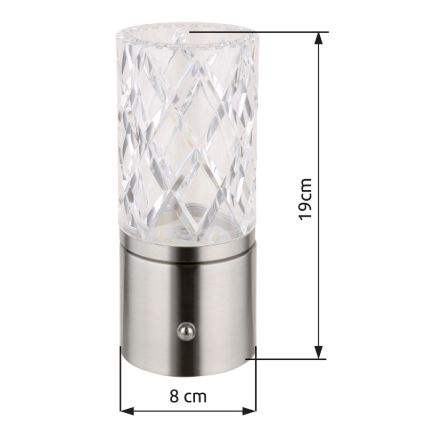 Globo - Candeeiro de mesa táctil LED com regulação LED/2,5W/3,7V 2700K/4000K/6500K 1800 mAh USB cromado mate