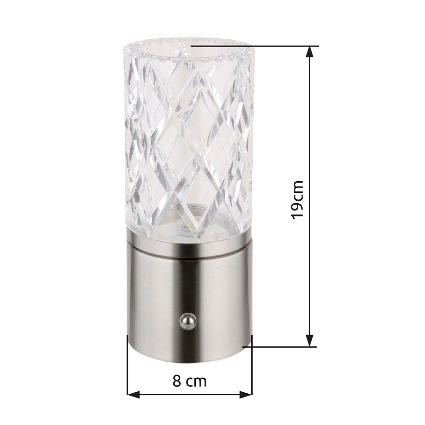 Globo - Candeeiro de mesa táctil LED com regulação LED/2,5W/3,7V 2700K/4000K/6500K 1800 mAh USB cromado mate