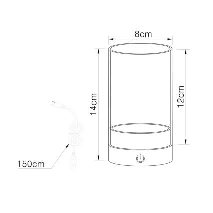 Globo - Candeeiro de mesa LED para exterior tátil e regulável LED/2W/3,7V 2700/4000/6500K 1200mAh IP44 bege