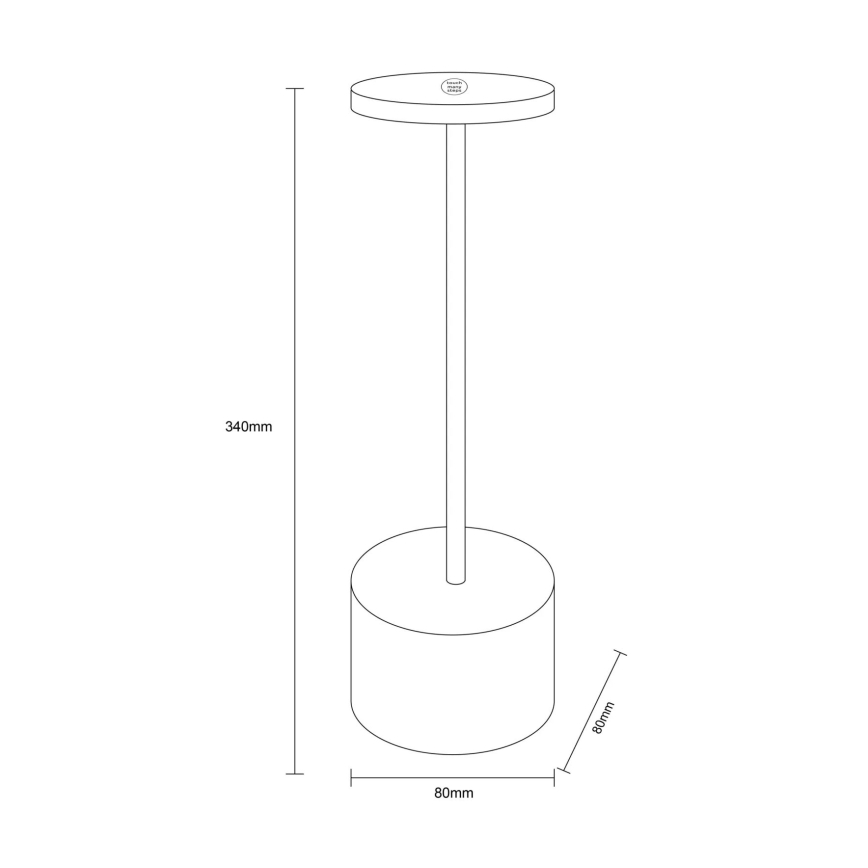 Globo - Candeeiro de mesa táctil LED com regulação LED/1,2W/3,7V 2000K/3500K/7000K 1200 mAh USB preto