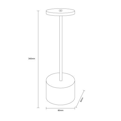 Globo - Candeeiro de mesa táctil LED com regulação LED/1,2W/3,7V 2000K/3500K/7000K 1200 mAh USB branco