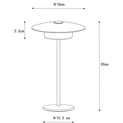 Globo - Candeeiro de mesa tátil LED para exterior LED/3W/3,7V 1800/2700/3000K IP44 1800 mAh cinzento
