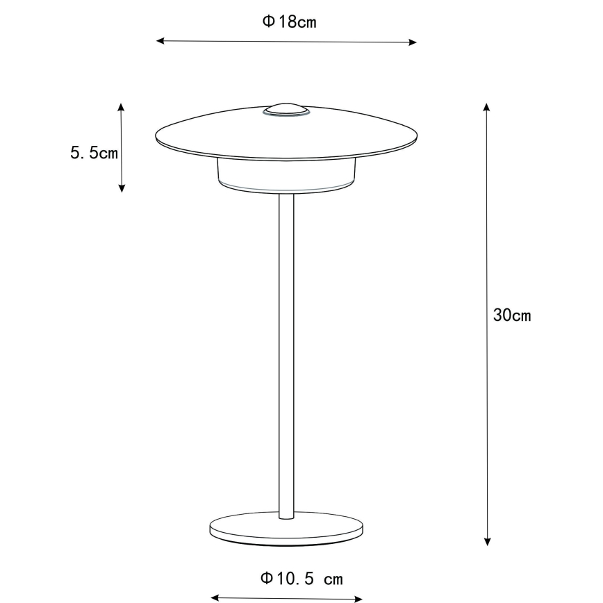 Globo - Candeeiro de mesa tátil LED para exterior LED/3W/3,7V 1800/2700/3000K IP44 1800 mAh cinzento