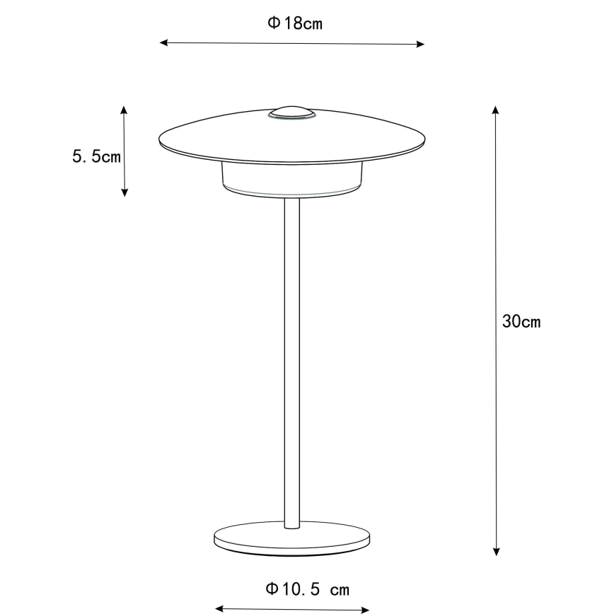 Globo - Candeeiro de mesa tátil LED para exterior LED/3W/3,7V 1800/2700/3000K IP44 1800 mAh preto