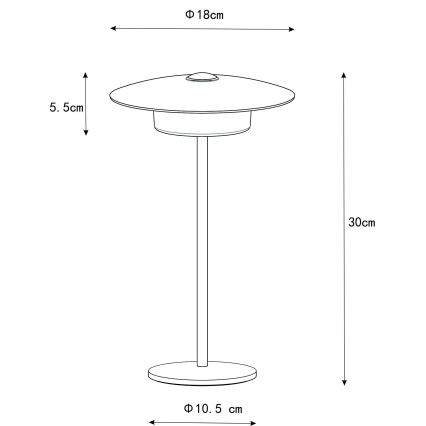 Globo - Candeeiro de mesa tátil LED para exterior LED/3W/3,7V 1800/2700/3000K IP44 1800 mAh branco