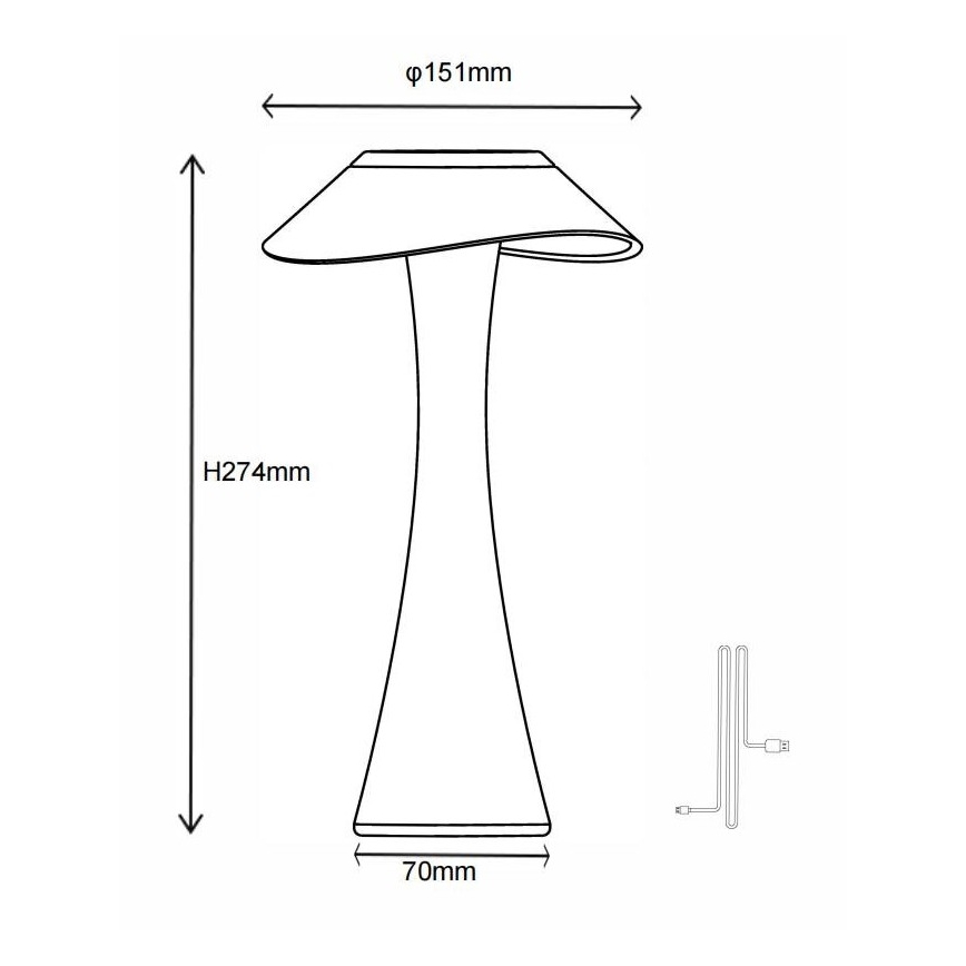 Globo - Candeeiro de mesa LED com regulação LED/2,5W/3,7V 1200mAh 2700K/4500K/6500K dourado