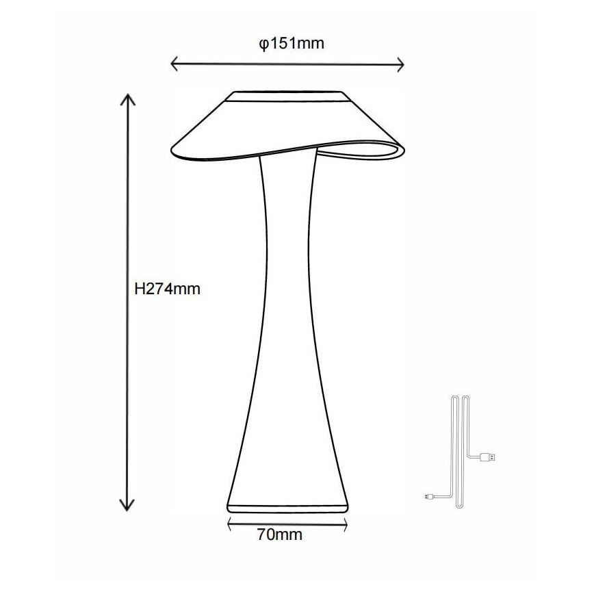 Globo -  Candeeiro de mesa LED com regulação LED/2,5W/3,7V 1200mAh 2700K/4500K/6500K branco