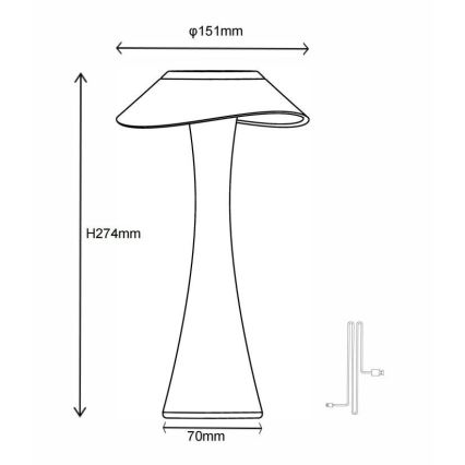 Globo - Candeeiro de mesa LED com regulação LED/2,5W/3,7V 1200mAh 2700K/4500K/6500K preto